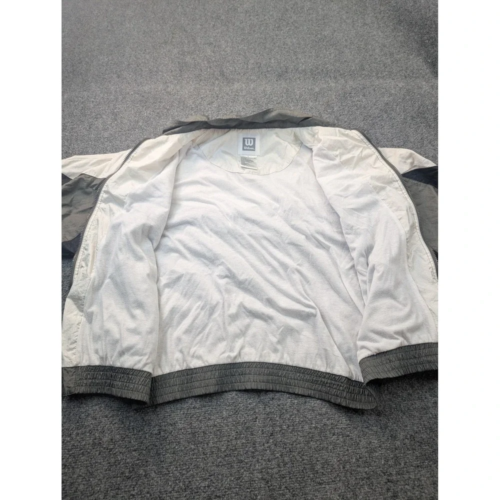 Wilson‎ Jacket Mens L Gray Colorblock Windbreaker Full Zip Lined Tennis Athletic